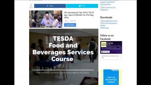 'TESDA Food and Beverage Service Course 2019'