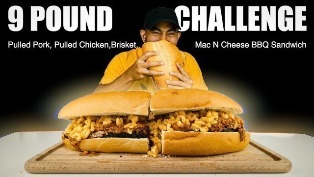 '9 Pound MASSIVE Pulled Pork, Pulled Chicken, Brisket, Mac N Cheese BBQ Sandwich! | Man vs Food'