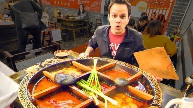 'Chinese Street Food HOT POT HEAVEN + RABBIT Noodles and SPICY Dumplings in China - CHILI OIL 4 LIFE!'