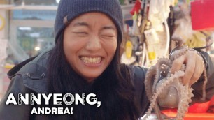 'Live Octopus Eating and Other Food Delicacies in Korea | Annyeong, Andrea!'