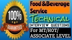 '100 % guaranteed food and beverage interview questions|| interview series # 5'