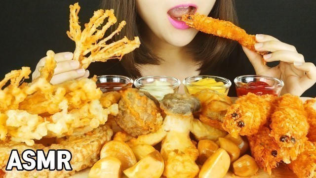 'ASMR FRIED FOODS(enoki mushroom, shrimp, octopus leg, mushroom) (EATING SOUNDS) MUKBANG'