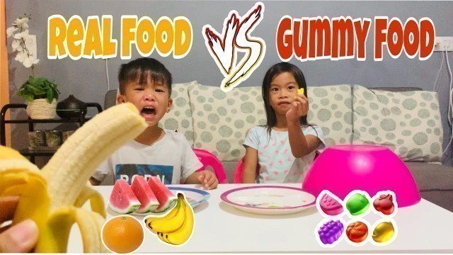 'REAL FOOD VS GUMMY FOOD CHALLENGE #ZZKidsTV #food #gummy #sevilla #spain'