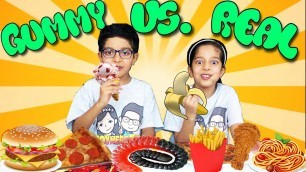 'Gummy vs Real food challenge Kids React'