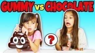 'GUMMY VS CHOCOLATE CHALLENGE! | Emily and Evelyn'