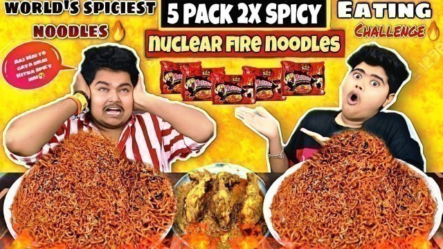 '6 Chicken Leg With 4 Packet 2x Spicy Noodles Eating Challenge 