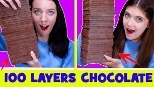 'ASMR Chocolate Food Challenge (100 Layers, Real Food VS Chocolate, Gummy VS Choco)'