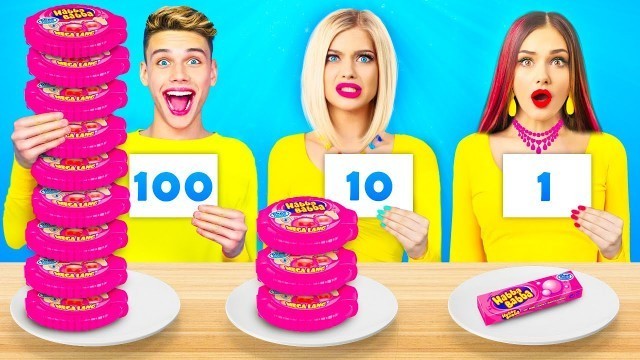 '100 LAYERS FOOD CHALLENGE | 100+ Coats of Big Gummy Pizza and Candy by RATATA'