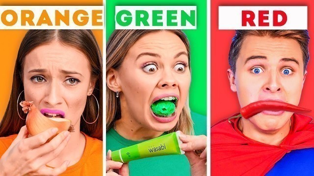 'EATING ONLY ONE COLOR OF FOOD FOR 24 HOURS! || Funny Food Challenges'