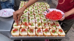 'Street Style Garlic Bread | Mega Making by Hardworking Boy | Indian Street Food'