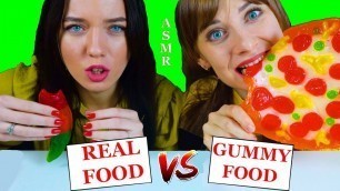 'ASMR GUMMY FOOD VS REAL FOOD CHALLENGE EATING SOUNDS LILIBU'