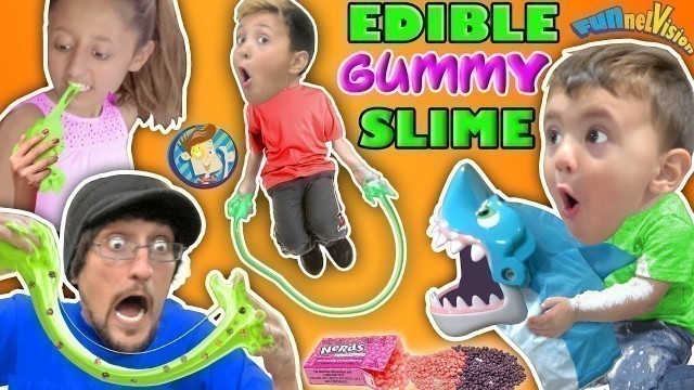 'EDIBLE GUMMY SLIME JUMP ROPE w  SHARK BOARD GAME FAMILY NIGHT FUNnel Vision Vlog'