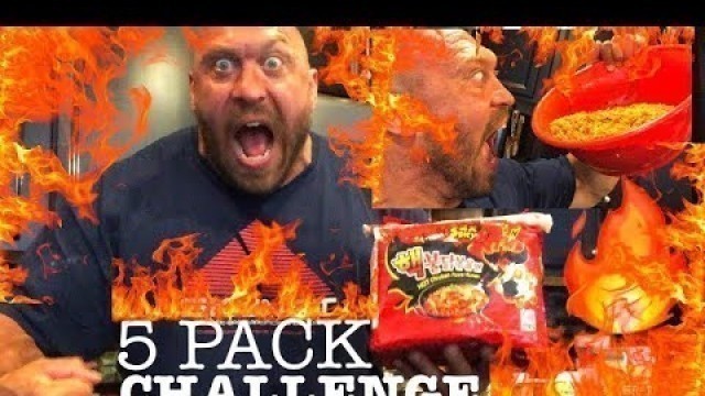 '2X Flaming Hot Spicy Ramen Noodle Chicken 5 Pack Food Challenge Mukbang With Ryback'