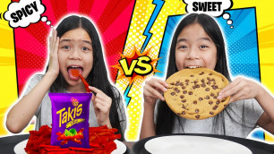 'SWEET VS SPICY FOOD CHALLENGE! | Tran Twins'