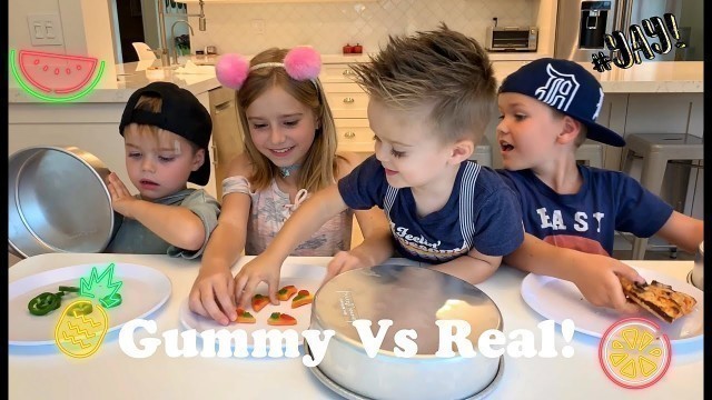 'Gummy vs Real family challenge!!'