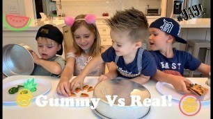 'Gummy vs Real family challenge!!'