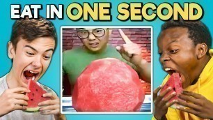 'Try To Eat In 1 Second Challenge (Speed Eating) | Teens & College Kids Vs. Food'