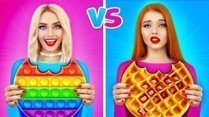 'REAL FOOD VS FAKE FOOD CHOCOLATE CHALLENGE | Eating Fake Pop it and Gummy Burger by RATATA BOOM'