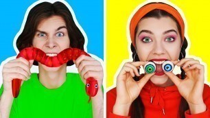 'GUMMY FOOD vs REAL FOOD CHALLENGE | Eating Funky & Gross Impossible Foods by CRAFTooNS Challenge'
