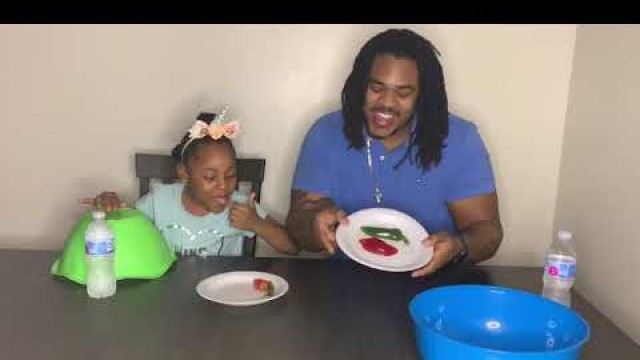 'Real Food V.S. Gummy food challenge! Miyah & Dad'