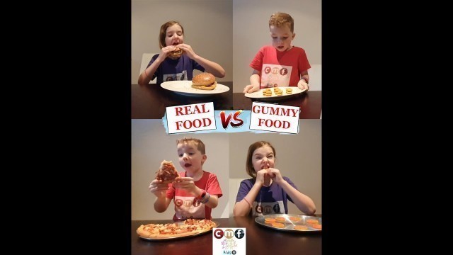 'Gummy vs Real Food Challenge - CMF Kids - Sis vs Bro'