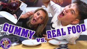 'GUMMY VS. REAL FOOD CHALLENGE | ESSEN WIR WÜRMER? | FAMILY FUN'