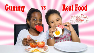 'Gummy vs Real Food! English Breakfast Edition'