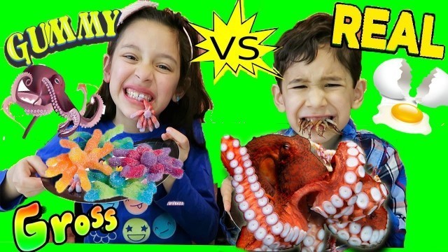 'Real Food vs Gummy Food Challenge - Kids React - Candy Challenge - WARHEADS'