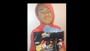 'Funny Kid Extreme Spicy Noodle Challenge. (Eating noodles with bare hands)'