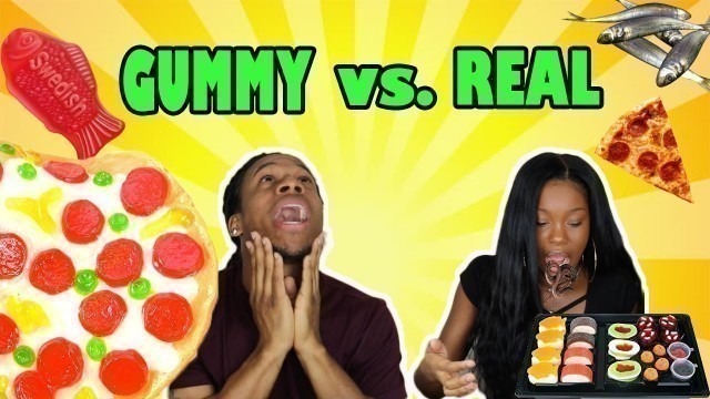 'GUMMY FOOD vs REAL FOOD CHALLENGE! (GONE WRONG) HE THREW UP!!'