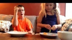 'Skywalker Challenges! Gummy Food VS Real Food Challenge! Kids try flaming hot gummy pepper!'