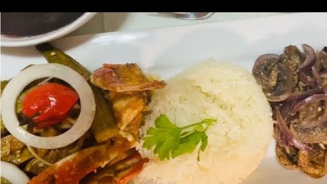 'Men manje kifè marim mandem maryaj anko (Haitian food, sos kalalou ak vyann cabrit krab koupe dwet)'