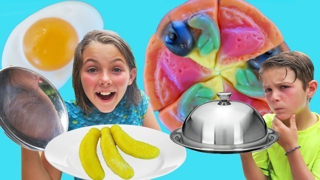 'Gummy Food VS Real Food Candy Challenge | Ava and Axel Contest Kids Cooking and Crafts'