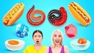 'REAL FOOD VS GUMMY FOOD || Eating World’s Largest Gummy Worm! GIANT FOOD Tasting by 123 GO!CHALLENGE'
