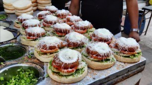 'Indian Style Veg Burger | Famous Aloo Tikki Burger Making | Indian Street Food'