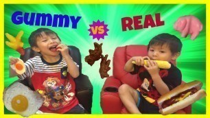 'GUMMY FOOD vs REAL FOOD CHALLENGE! Kids Eat Chicken Feet!'