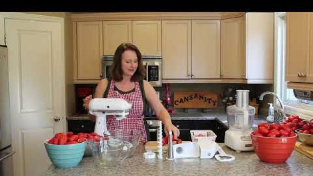 'How to easily use a KitchenAid mixer & the fruit/vegetable strainer attachment to process tomatoes'