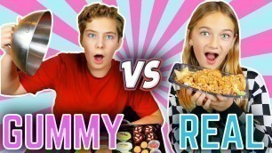 'Gummy food Vs Real food Challenge ft. ISLA STANFORD | Sawyer Sharbino'