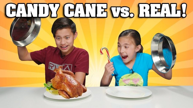 'CANDY CANE VS. REAL FOOD CHALLENGE!!! Chicken Flavored Candy???!'