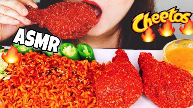 'ASMR EATING SPICY NOODLE CHALLENGE & CHEETOS FRIED CHICKEN no talking MUKBANG| Isabella ASMR'