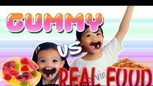 'Very Funny Gummy VS Real Food Challenge by Jorvin and Saji'