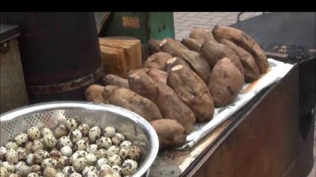 'Hong Kong Street Food.  Roasted Eggs, potatoes, chestnuts. Sham Shui Po'