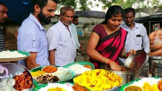 'wife & husband Selling Best Street Food Hyderabad | Chicken @ 70 Rs | Veg Meal 50 Rs Only'