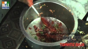 'BHEL PURI WITH TOMATO BAJJI RARE STREET FOOD - Rajahmundry Street Foods - ANDHRA STREET FOOD'