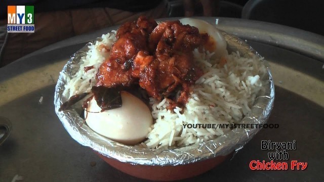 'BIRYANI WITH CHICKEN FRY - Rajahmundry Street Foods - ANDHRA STREET FOOD street food'