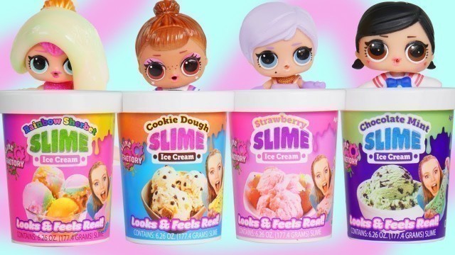 'Barbie Girl Eats Ice Cream Food Slime with LOL Surprise Family'