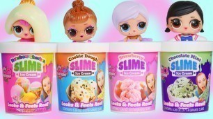 'Barbie Girl Eats Ice Cream Food Slime with LOL Surprise Family'
