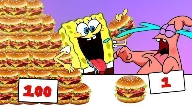 '1 vs 100 Layers Food Challenge Burger Mukbang | SPONGEBOB MUKBANG ANIMATION | Slime Cat 2'