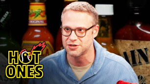 'Seth Rogen Scorches His Tongue While Eating Spicy Wings | Hot Ones'