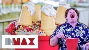 'Casey Demolishes 6 Pounds Of Ice Cream In TITANIC Sundae Challenge | Man v. Food'